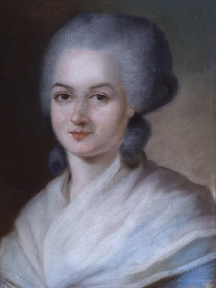 Portrait au pastel d'Olympe de Gouges, autrice de la Déclaration des droits de la femme et de la citoyenne de 1791