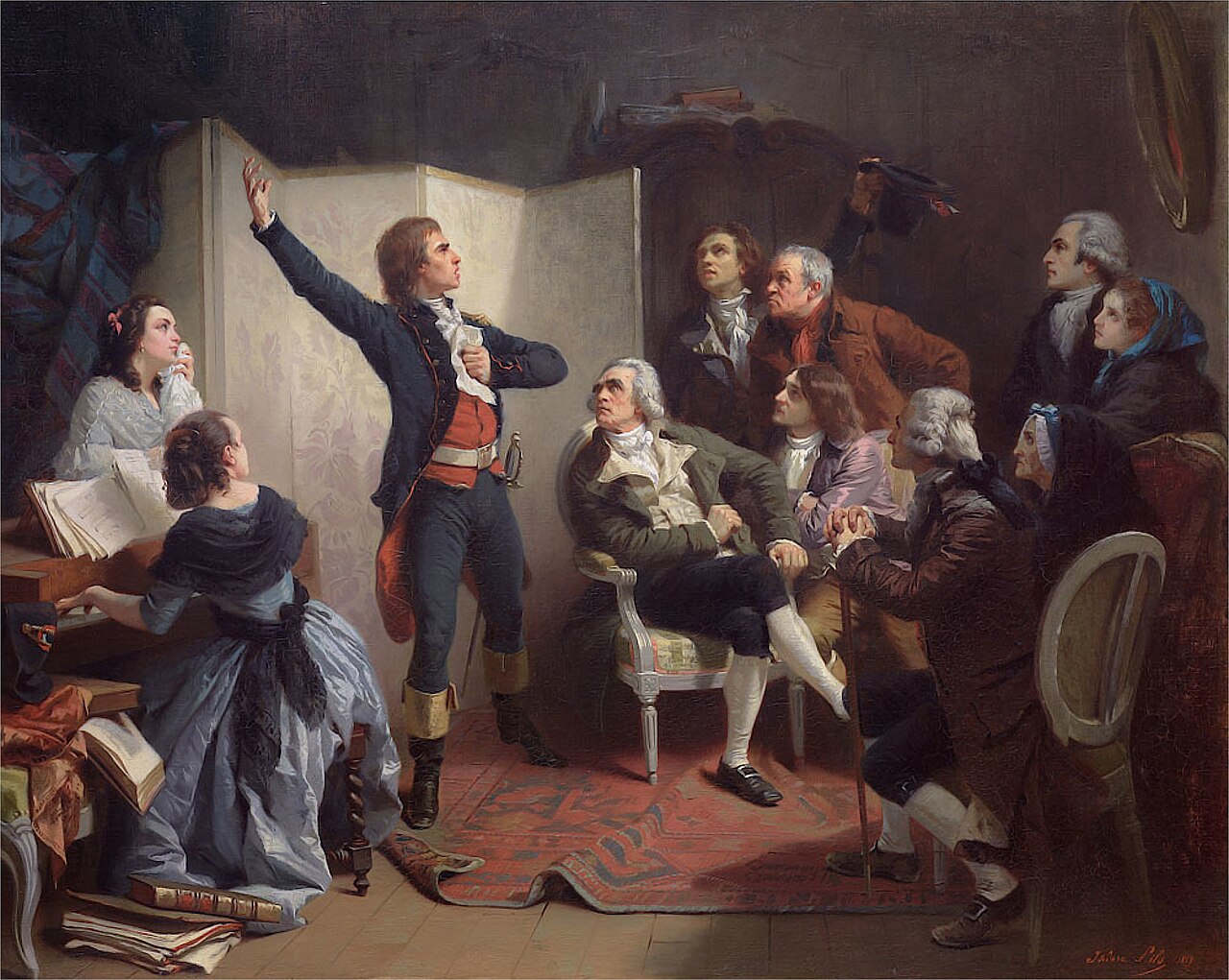 Rouget de Lisle chantant la Marseillaise pour la première fois chez le maire de Strasbourg Philippe-Frédéric de Dietrich, peinture d'Isidore Pils 1849